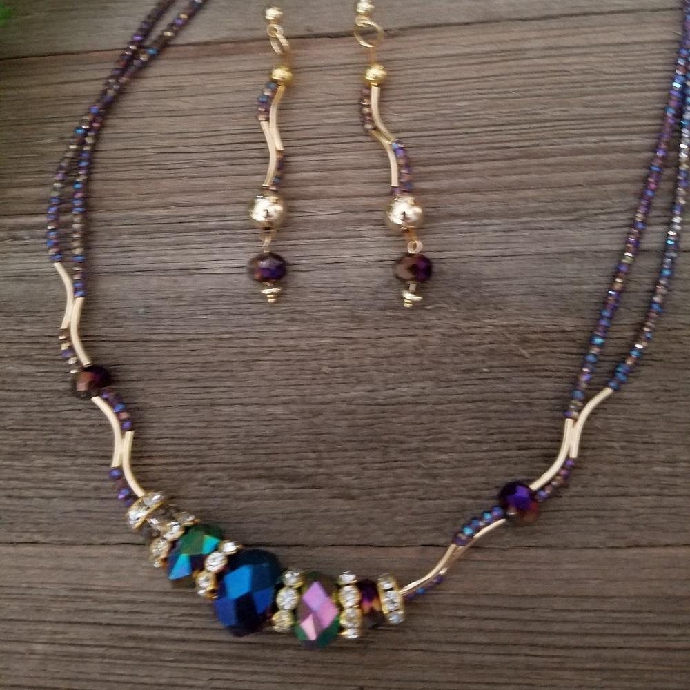 AB Crystal necklace and earring set